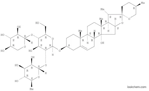Molecular Structure of 1111088-89-1 ((3beta,25R)-14-Hydroxyspirost-5-en-3-yl O-6-deoxy-alpha-L-mannopyranosyl-(1-2)-O-[beta-D-xylopyranosyl-(1-4)]-beta-D-glucopyranoside)